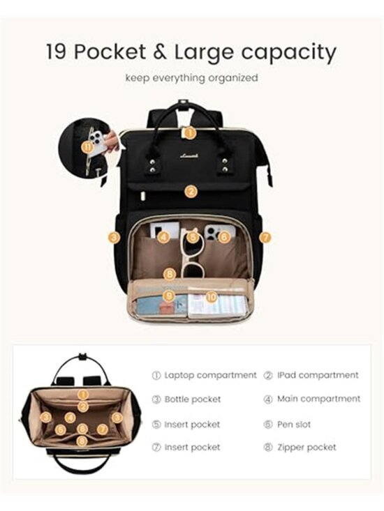 backpack womens laptop waterproof LOVEVOOK for Women 15.6 Inch Laptop Bag with USB Port, Fashion Backpacks Teacher Nurse Stylish Travel Bags Vintage Daypacks Bookbag for College School Work : Electronics 14 Pockets Laptop Backpack for Women College